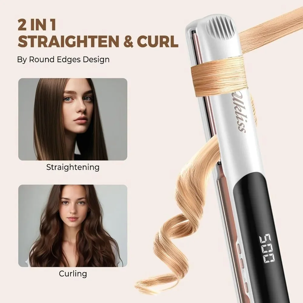 UKLISS 2-in-1 Flat Iron Hair Straightener & Curler, 1 Inch